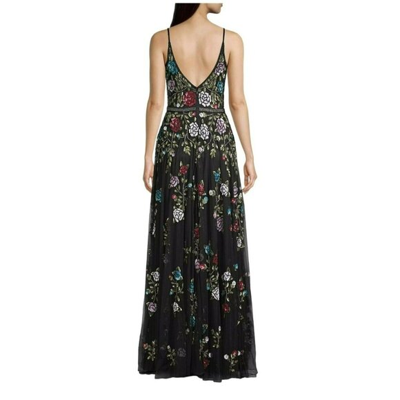 Mac Duggal Sequin Beaded Floral Black Multicolor Formal Maxi Dress Sz 4 NWT - Picture 3 of 9